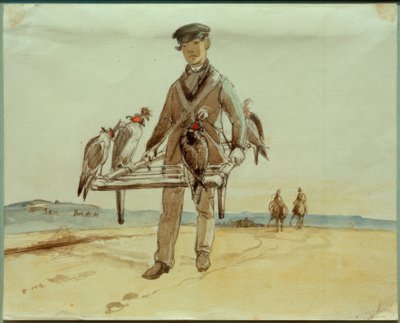 Falconer with Falcon in Het Loo near Apeldoorn by Johan Barthold Jongkind